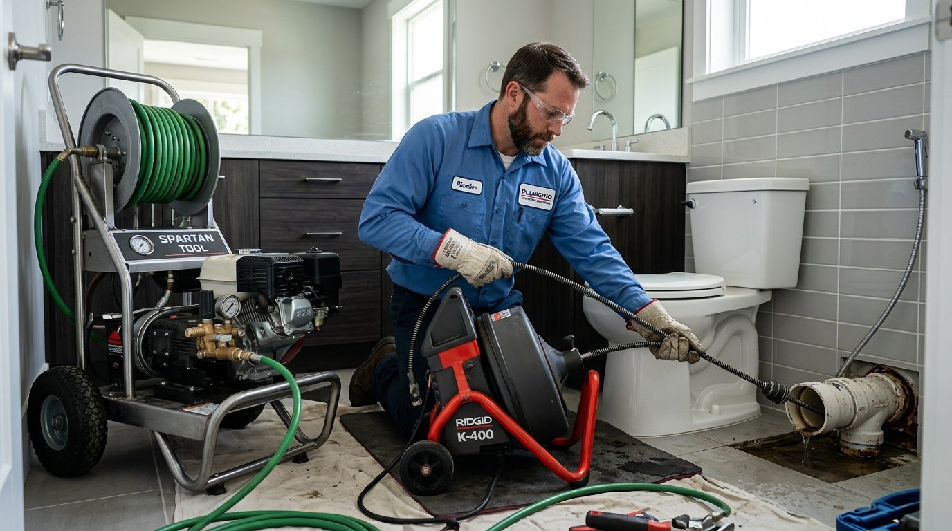 Commercial Hydro Jetting Machine and Drain Snake Operation in San Antonio