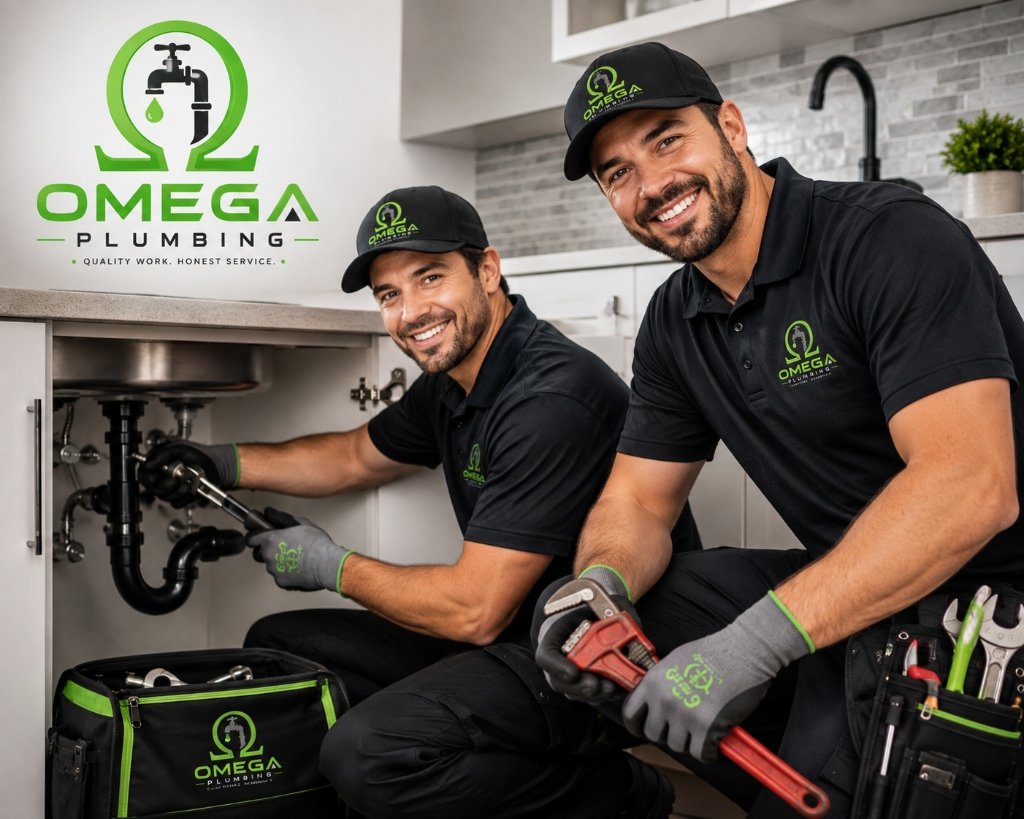 Licensed Plumbing Technicians Diagnosing Under Sink Piping in San Antonio